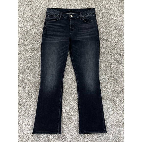 J‎ Brand Jeans Womens 26 Black Anthracite The Selena Cropped Bootcut Boho Retro - Picture 1 of 11